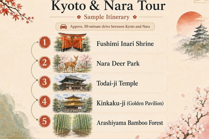 Kyoto Private Car Tour with Optional Nara or Osaka Add-Ons